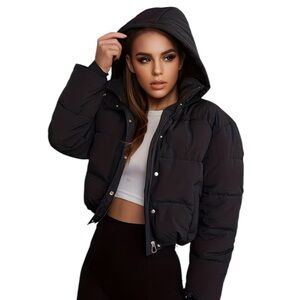Cropped Puffer Winter Jacket 🖤